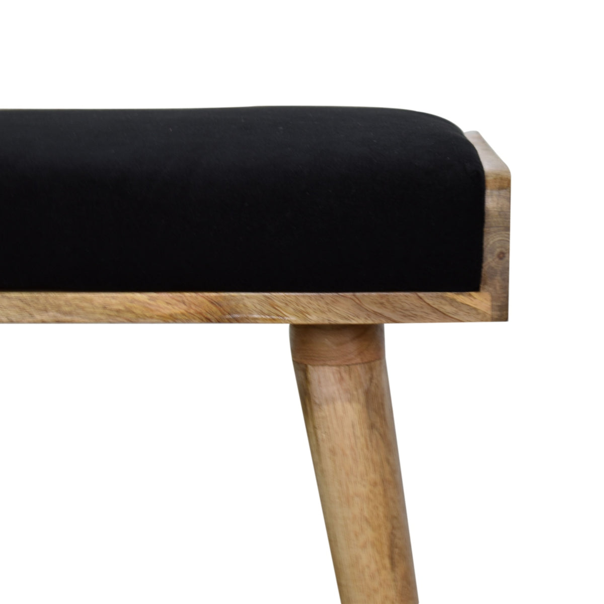Black Velvet Tray Style Footstool | Cotton Velvet