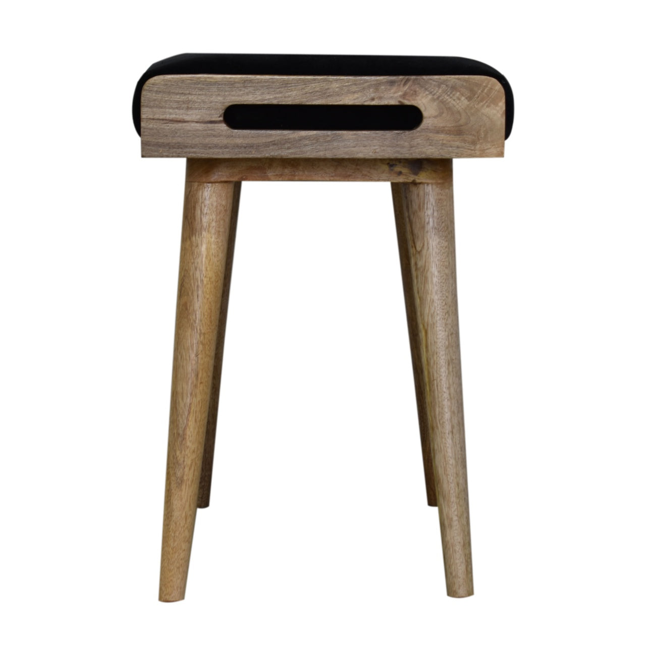 Black Velvet Tray Style Footstool | Cotton Velvet