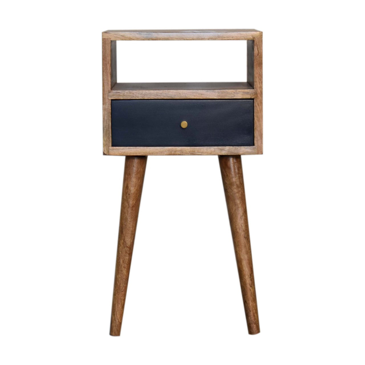 Mini Navy Blue Hand Painted Bedside Table | Open Shelf