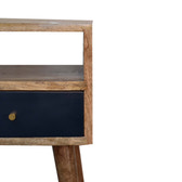 Mini Navy Blue Hand Painted Bedside Table | Open Shelf