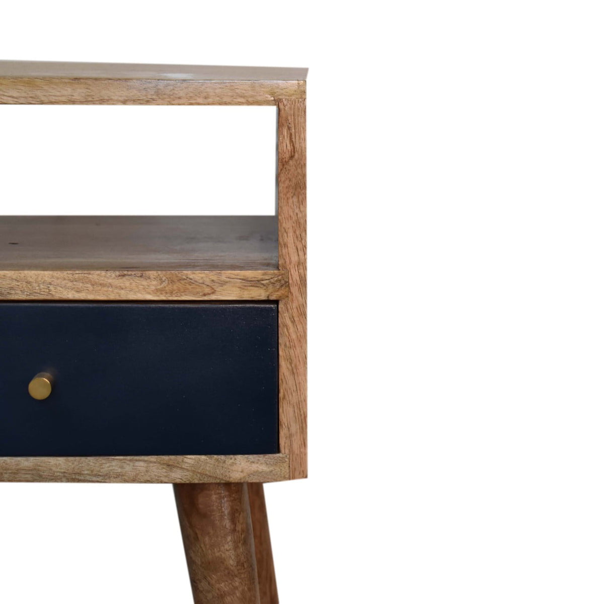 Mini Navy Blue Hand Painted Bedside Table | Open Shelf