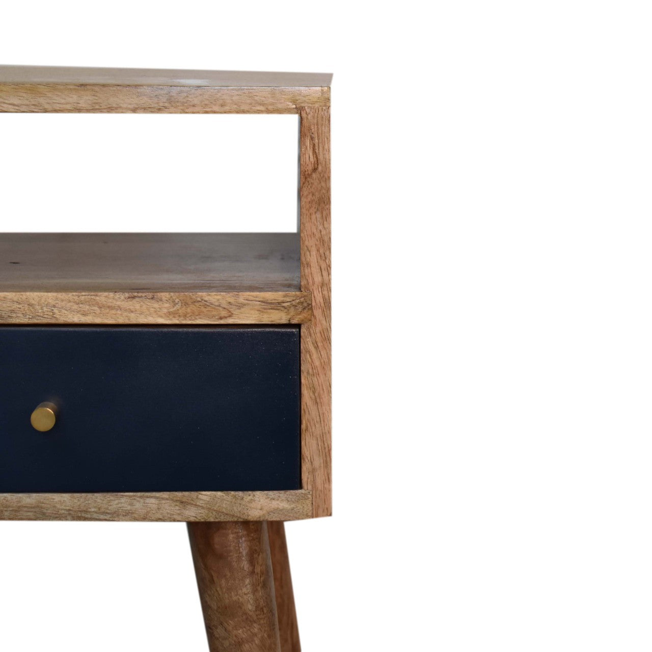 Mini Navy Blue Hand Painted Bedside Table | Open Shelf