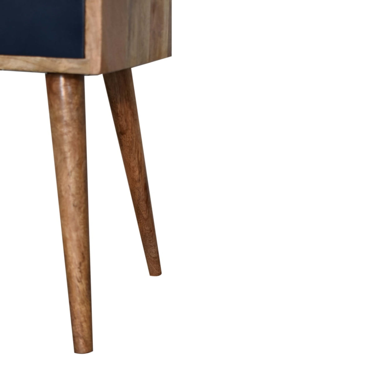 Mini Navy Blue Hand Painted Bedside Table | Open Shelf