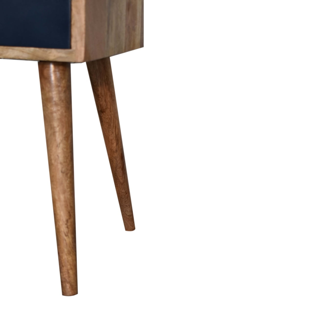 Mini Navy Blue Hand Painted Bedside Table | Open Shelf