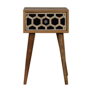 Mini Bone Inlay Bedside Table | Oak-Ish Solid Mango Wood