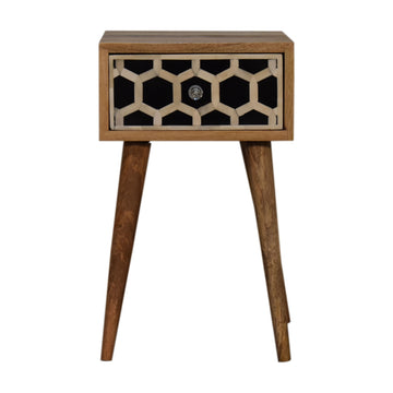 Mini Bone Inlay Bedside Table | Oak-Ish Solid Mango Wood