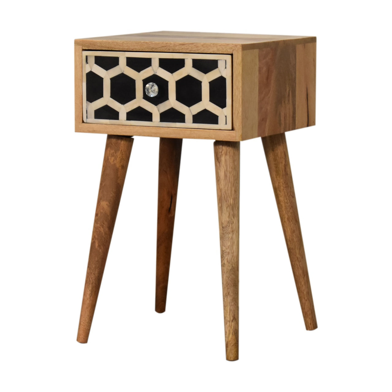 Mini Bone Inlay Bedside Table | Oak-Ish Solid Mango Wood