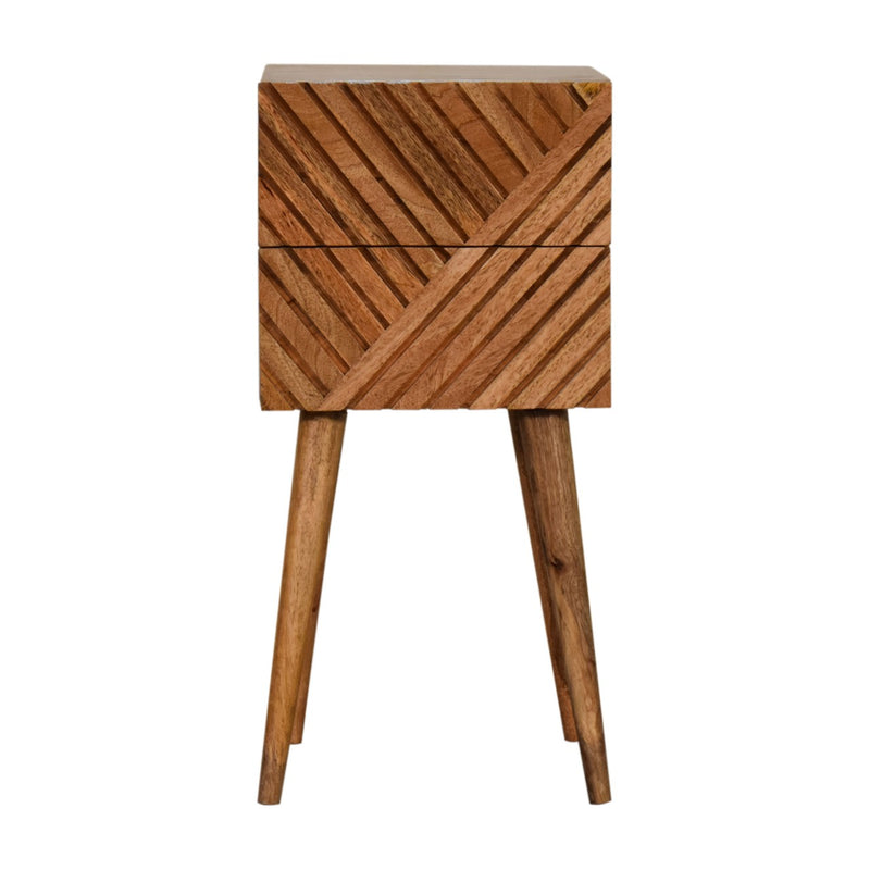 Mini Lillie Bedside Table | Oak Solid Mango Wood Hand-Carved