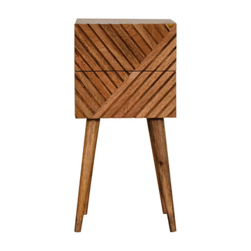 Mini Lillie Bedside Table | Oak Solid Mango Wood Hand-Carved
