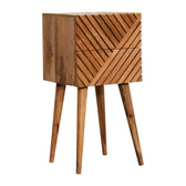 Mini Lillie Bedside Table | Oak Solid Mango Wood Hand-Carved