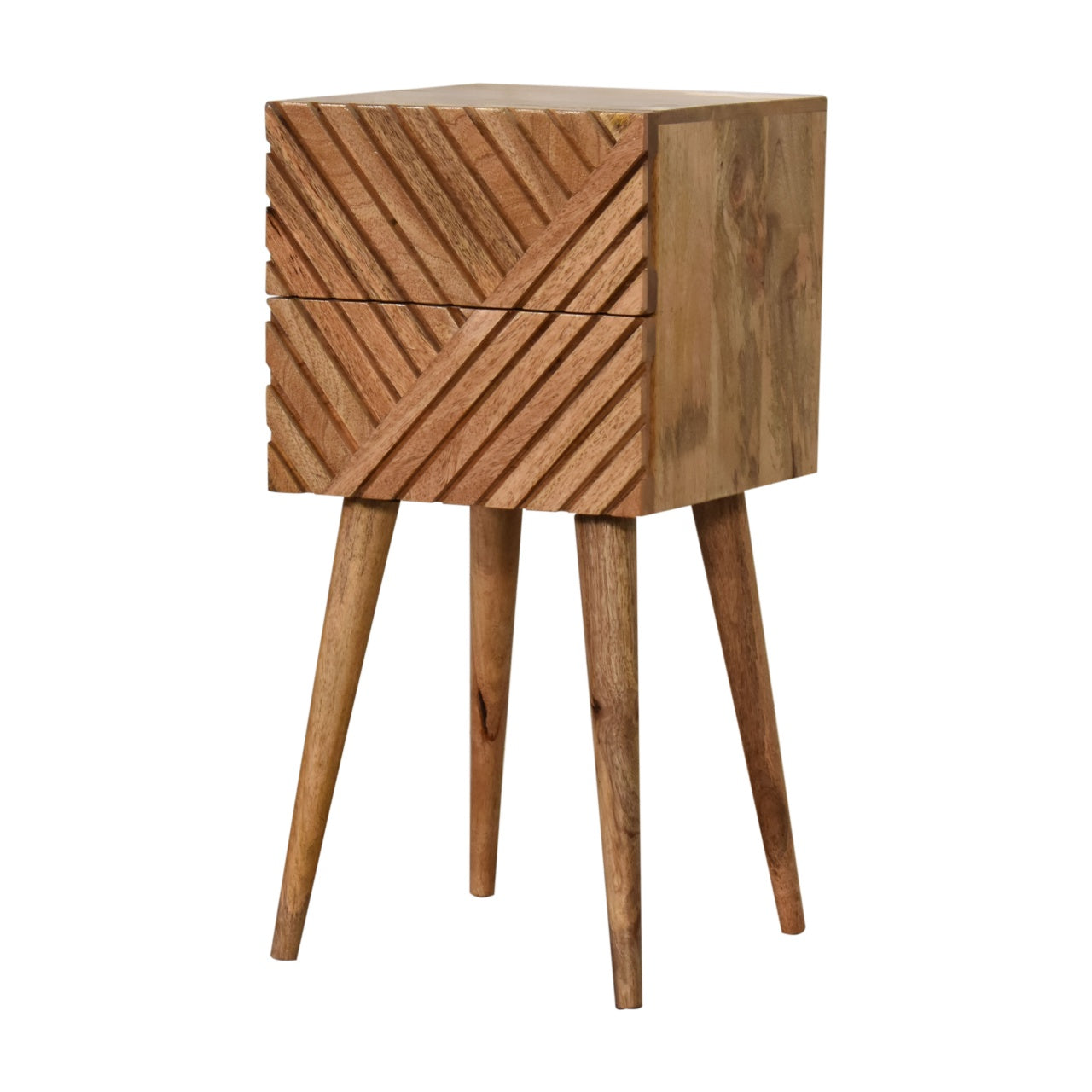 Mini Lillie Bedside Table | Oak Solid Mango Wood Hand-Carved