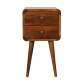 Mini Chestnut Curved Bedside Table