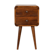 Mini Chestnut Curved Bedside Table