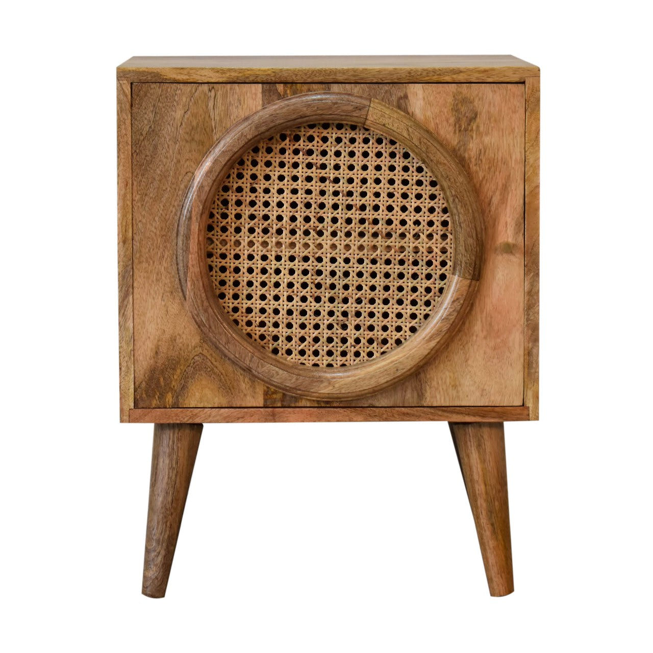 Larissa Door Bedside Table | Oak Rattan