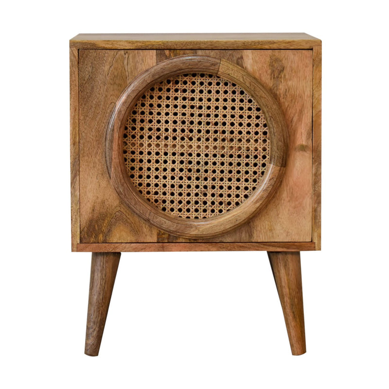 Larissa Door Bedside Table | Oak Rattan