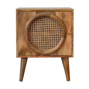 Larissa Door Bedside Table | Oak Rattan
