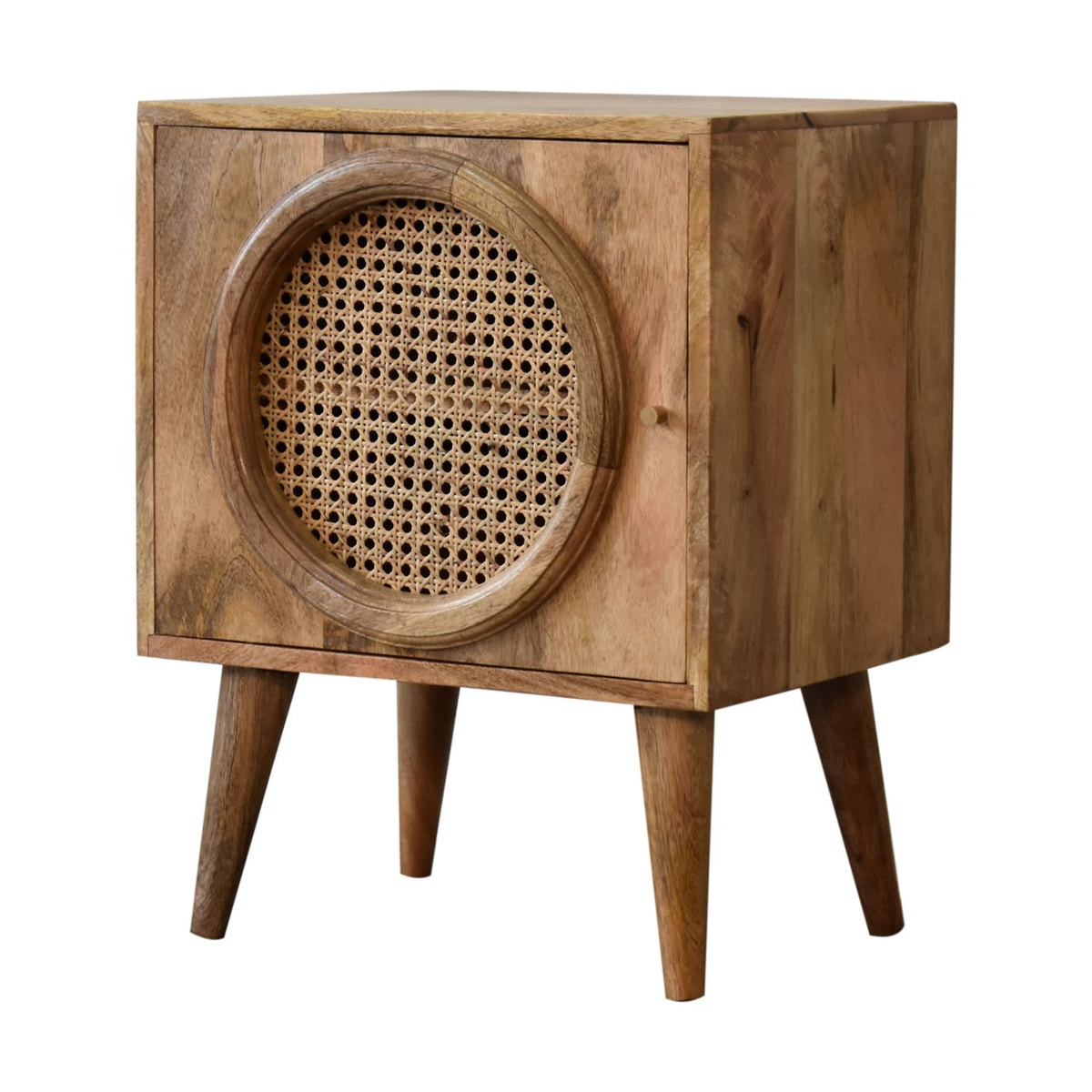 Larissa Door Bedside Table | Oak Rattan