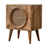 Larissa Door Bedside Table | Oak Rattan