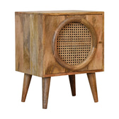 Larissa Door Bedside Table | Oak Rattan