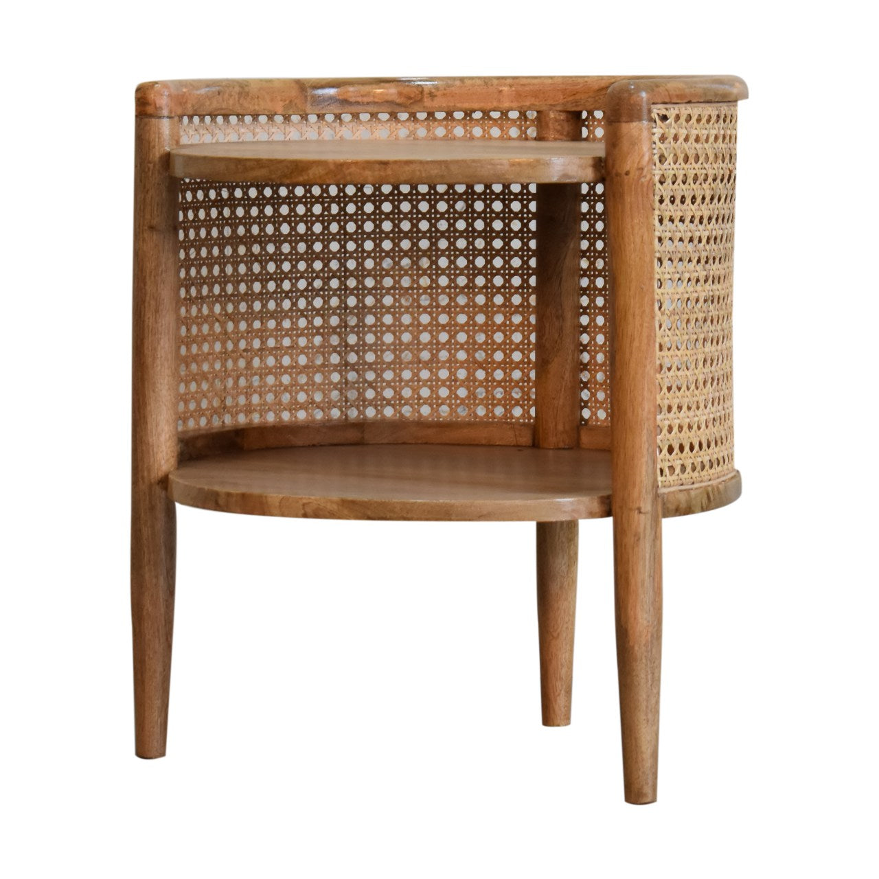 Larissa Round Bedside Table | Oak Solid Mango Wood