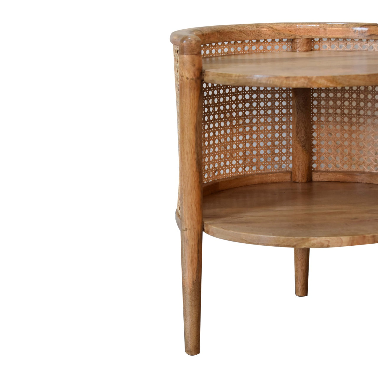 Larissa Round Bedside Table | Oak Solid Mango Wood