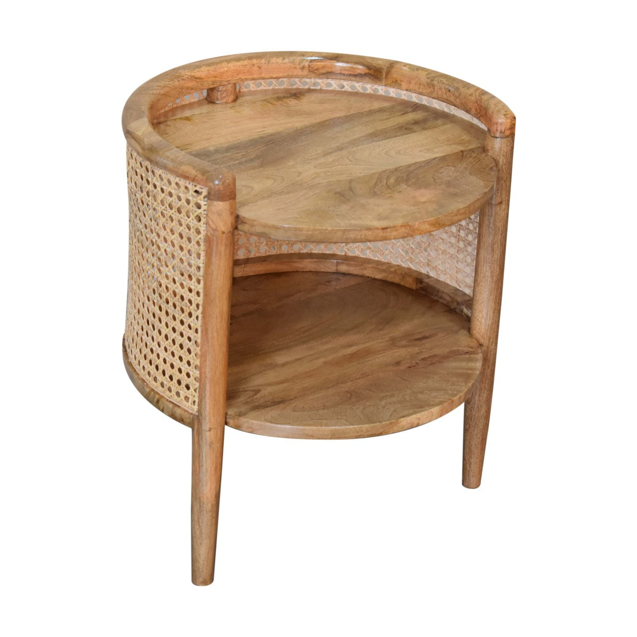 Larissa Round Bedside Table | Oak Solid Mango Wood