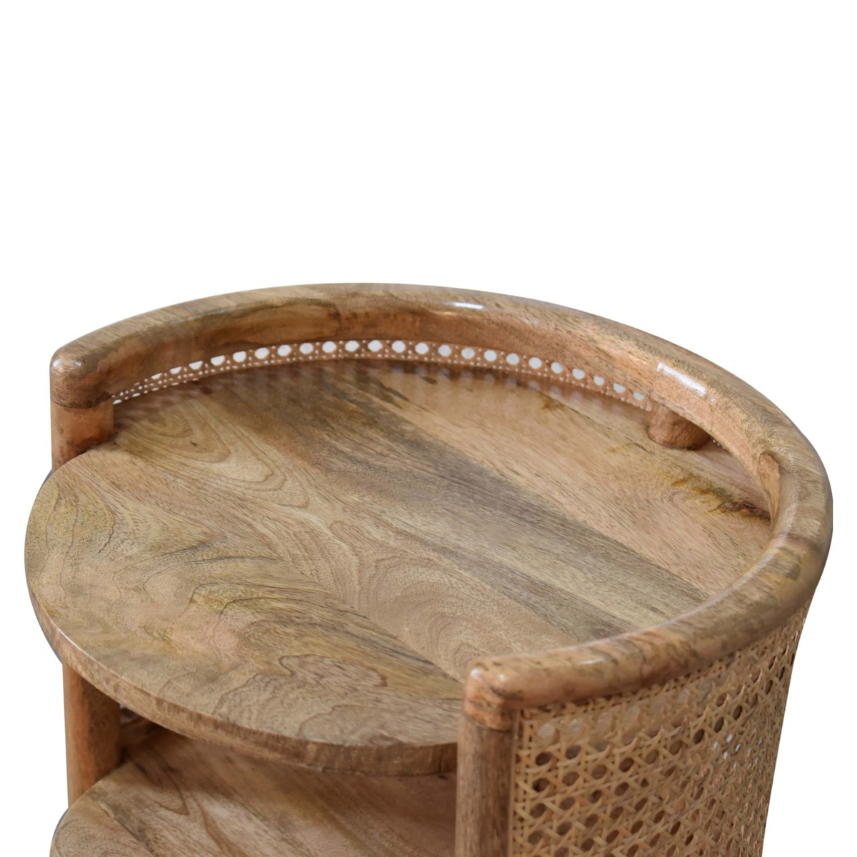 Larissa Round Bedside Table | Oak Solid Mango Wood