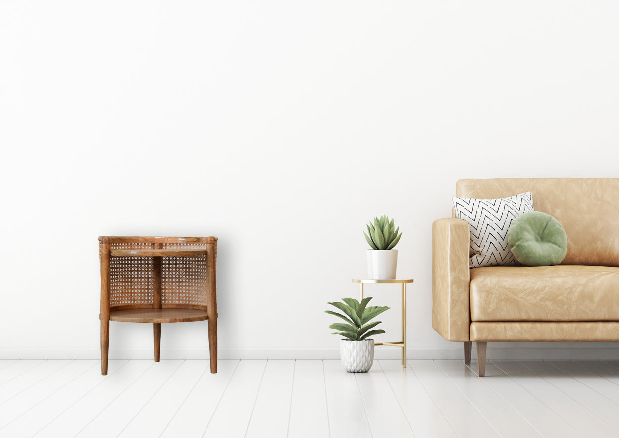 Larissa Round Bedside Table | Oak Solid Mango Wood