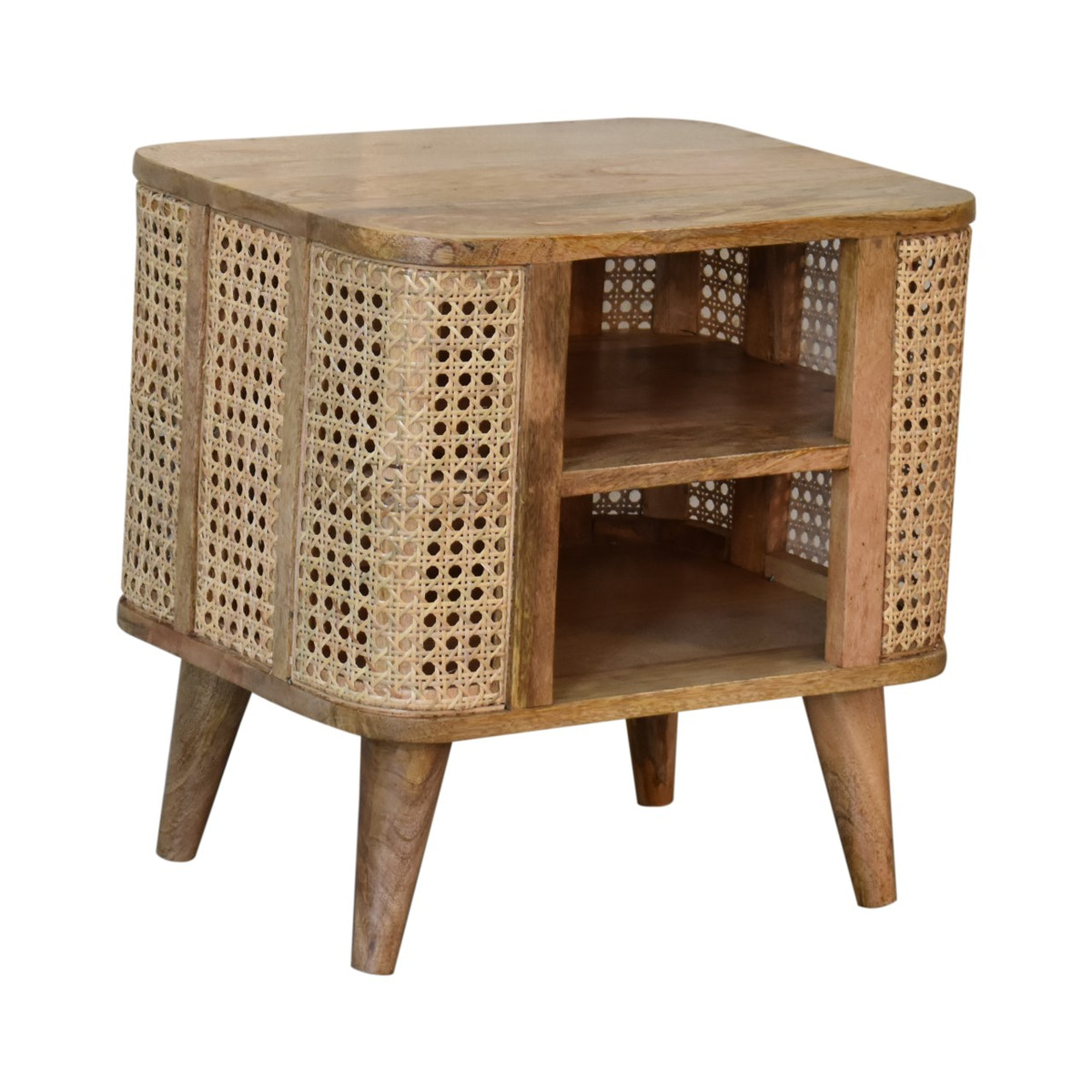 Larissa Open Bedside Table | Oak-Ish Rattan