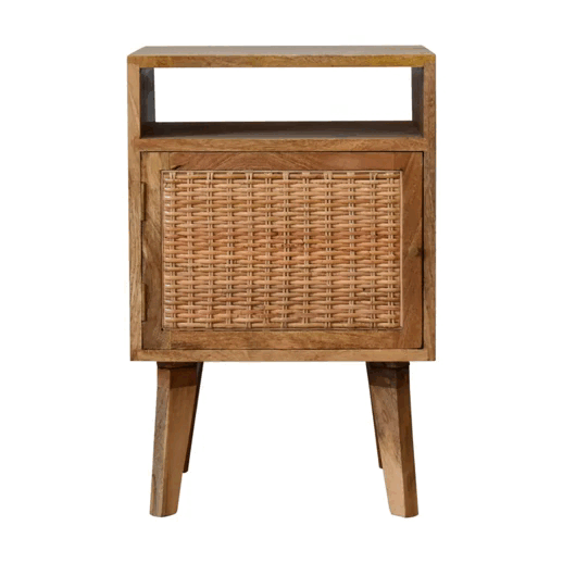 Knit Door Bedside Table | Oak Rattan