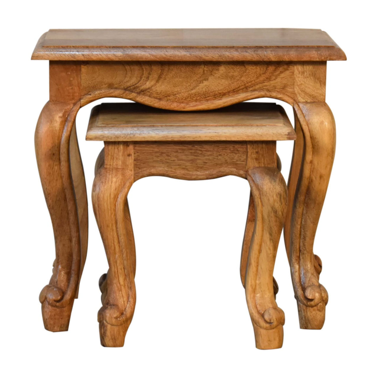 Oak-ish French Style Stool Set Footstool