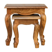 Oak-ish French Style Stool Set Footstool