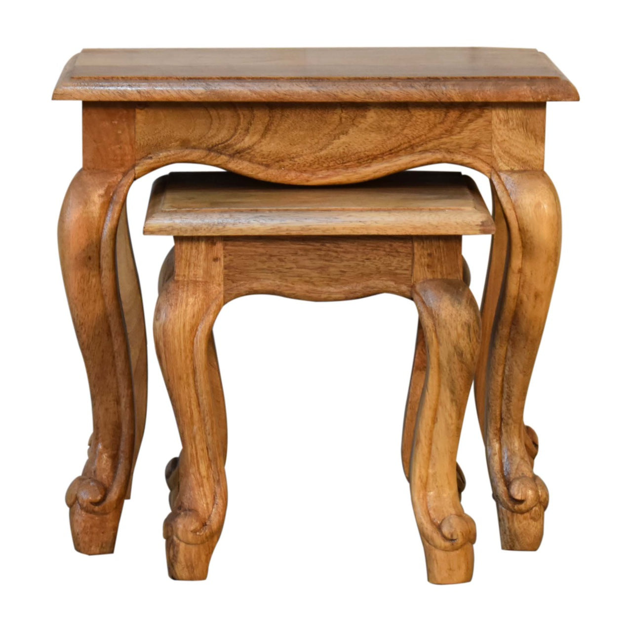 Oak-ish French Style Stool Set Footstool
