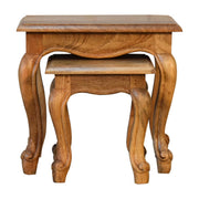 Oak-ish French Style Stool Set Footstool