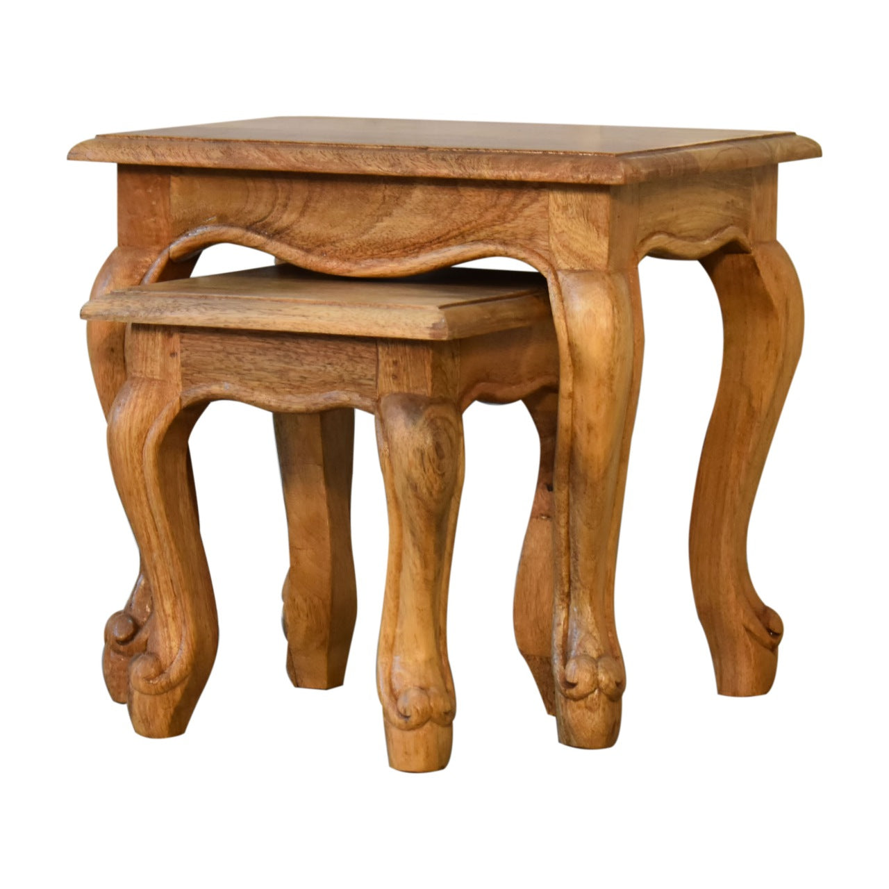 Oak-ish French Style Stool Set Footstool