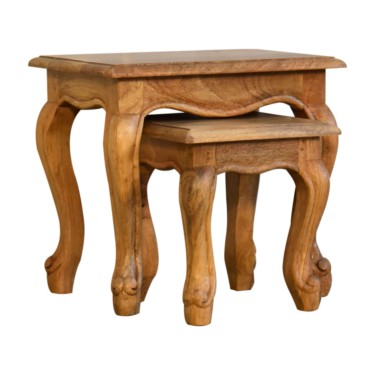 Oak-ish French Style Stool Set Footstool