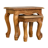 Oak-ish French Style Stool Set Footstool