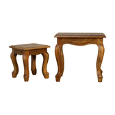 Oak-ish French Style Stool Set Footstool