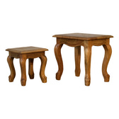 Oak-ish French Style Stool Set Footstool