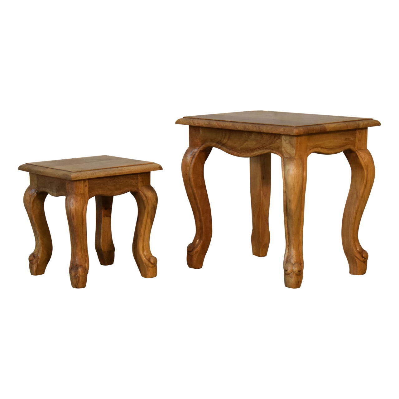 Oak-ish French Style Stool Set Footstool