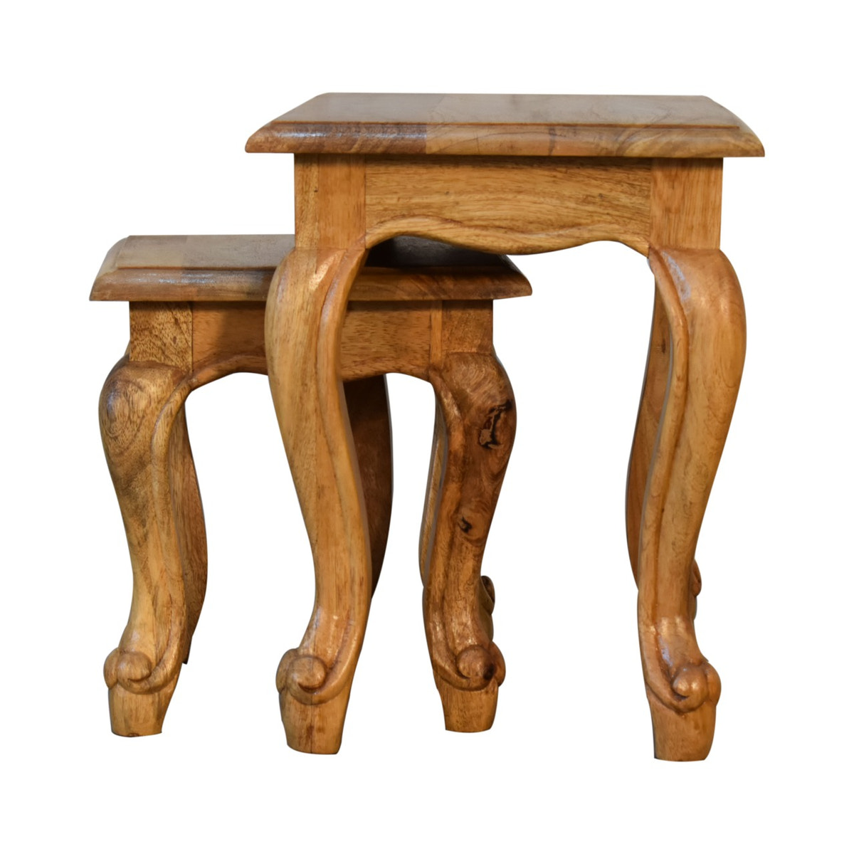 Oak-ish French Style Stool Set Footstool