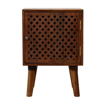 Arlo Bedside Table | Chestnut Solid Mango Wood Hand-Carved
