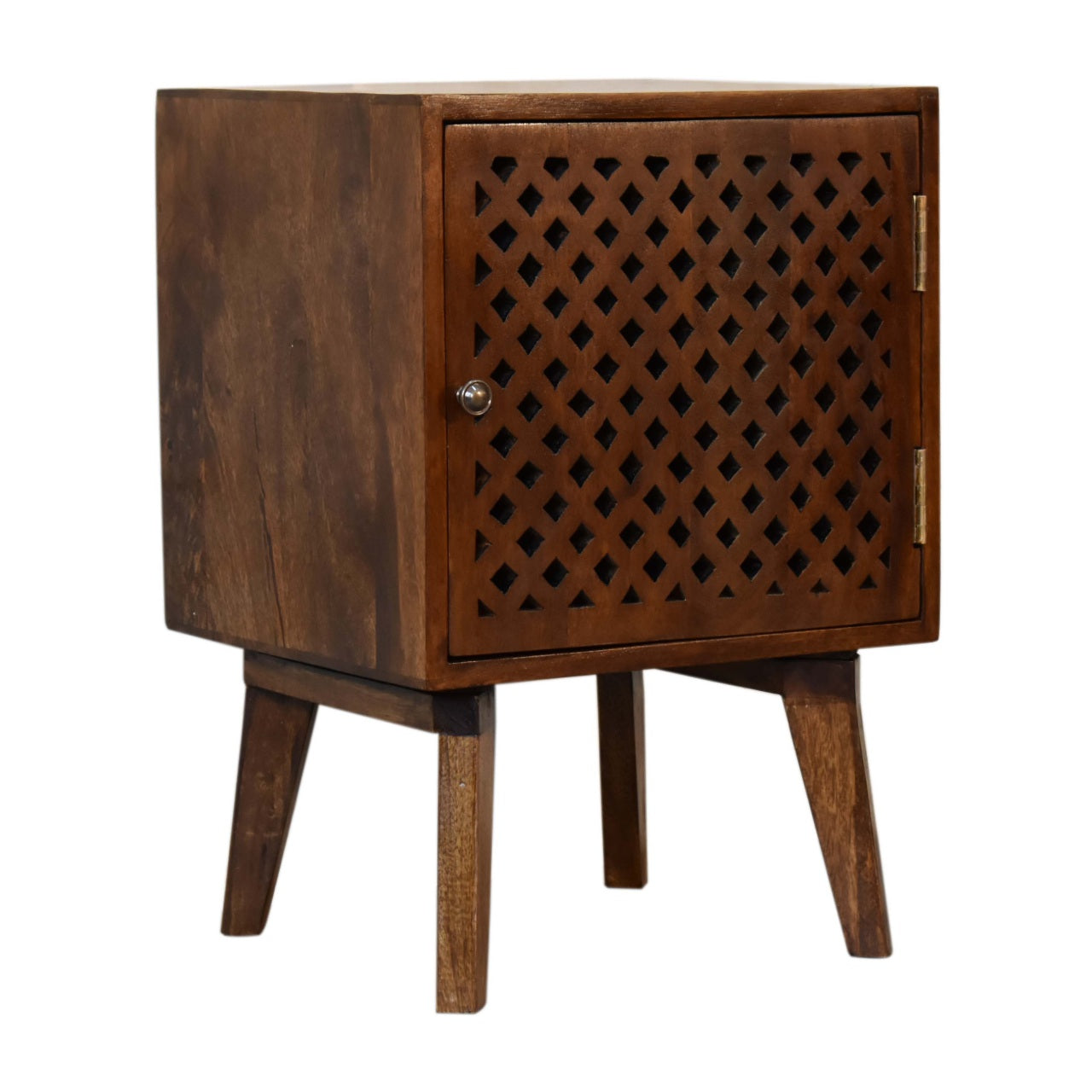 Arlo Bedside Table | Chestnut Solid Mango Wood Hand-Carved