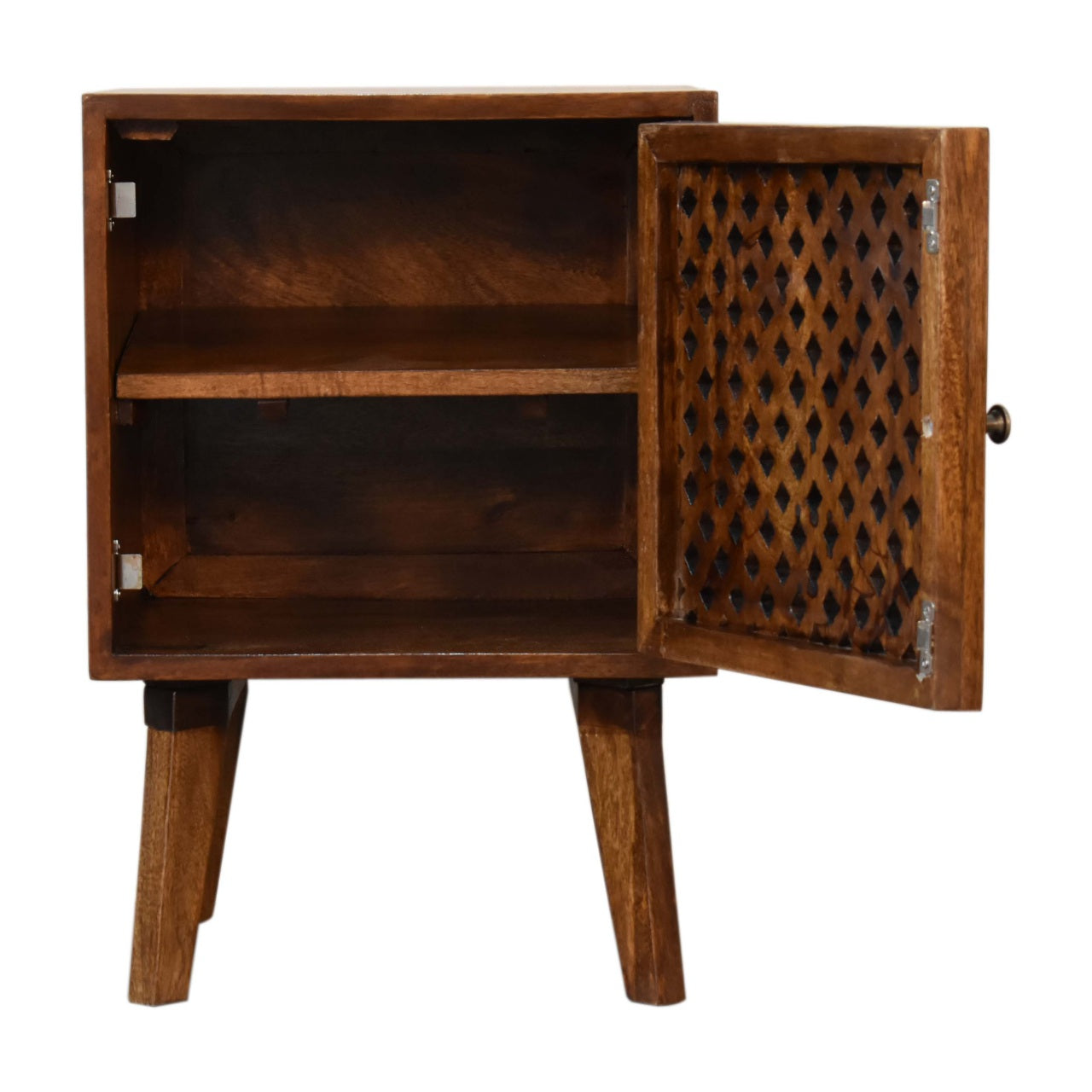 Arlo Bedside Table | Chestnut Solid Mango Wood Hand-Carved