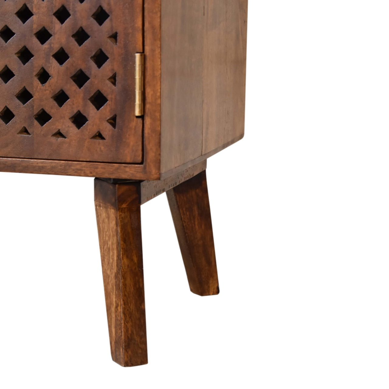 Arlo Bedside Table | Chestnut Solid Mango Wood Hand-Carved