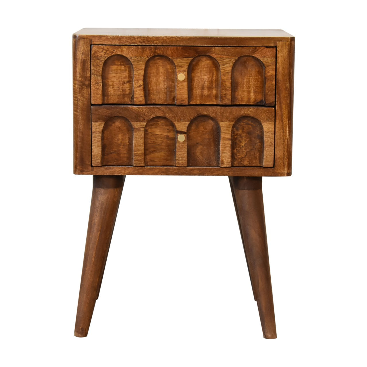 Chestnut Arch Bedside Table | Hand-Carved