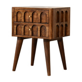 Chestnut Arch Bedside Table | Hand-Carved