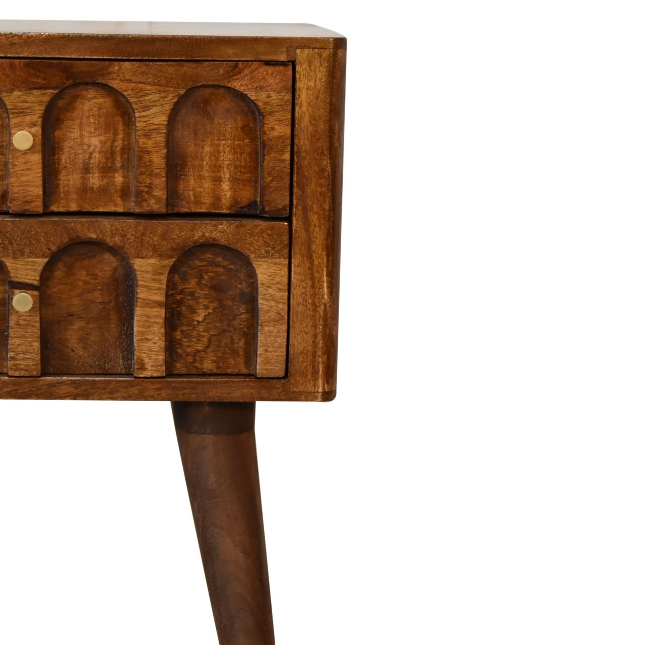 Chestnut Arch Bedside Table | Hand-Carved