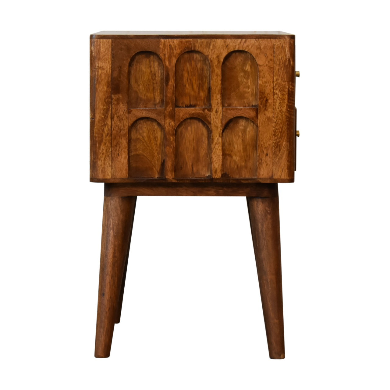 Chestnut Arch Bedside Table | Hand-Carved