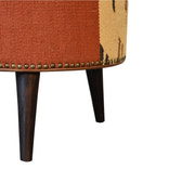 Durrie & Leather Mixed Footstool | Buffalo Leather